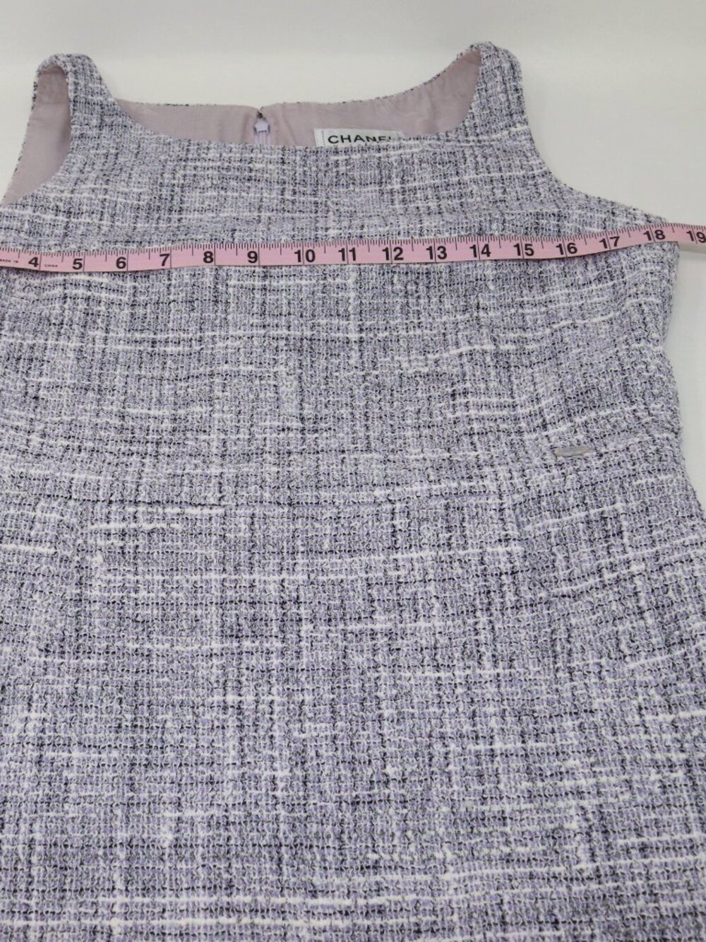 CHANEL Size 40 Lilac Purple White Dress Knee Length - Picture 15 of 15